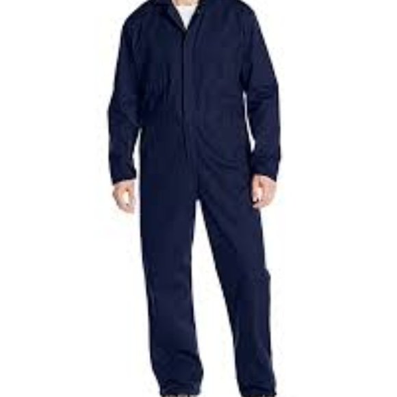 Red Kap Men's Snap Front Cotton Coverall, Oversized Fit, Long Sleeve, Navy - Picture 1 of 2